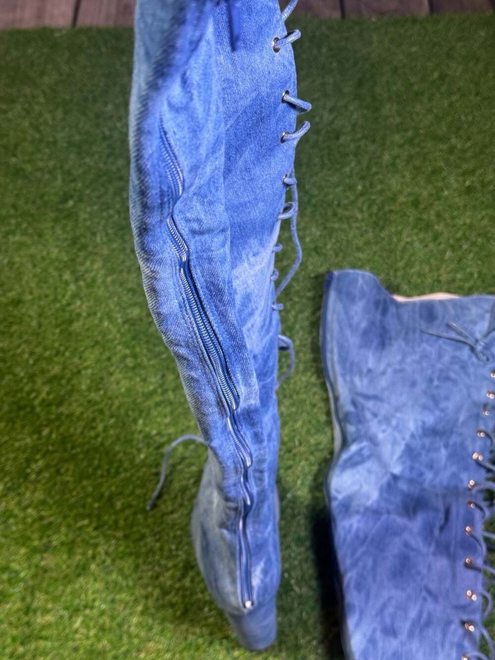 Fashion Nova Living Legacy Over The Knee Denim Boots - Picture 9 of 11